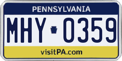 PA license plate MHY0359