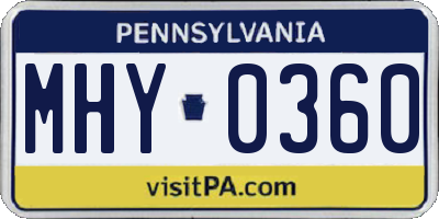 PA license plate MHY0360