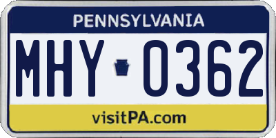 PA license plate MHY0362