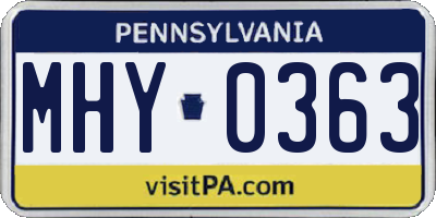 PA license plate MHY0363