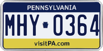 PA license plate MHY0364