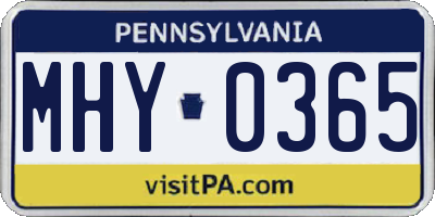 PA license plate MHY0365