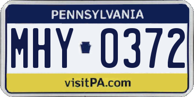 PA license plate MHY0372