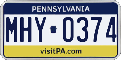 PA license plate MHY0374
