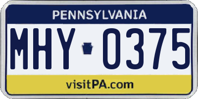 PA license plate MHY0375