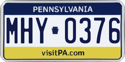 PA license plate MHY0376