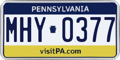 PA license plate MHY0377