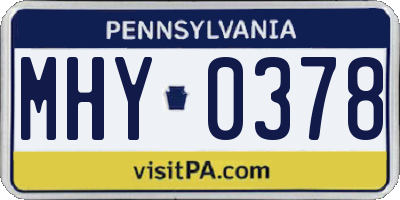 PA license plate MHY0378