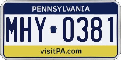 PA license plate MHY0381