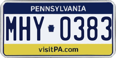 PA license plate MHY0383