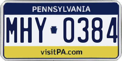 PA license plate MHY0384