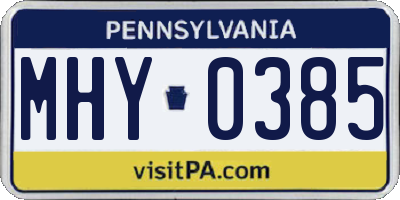 PA license plate MHY0385