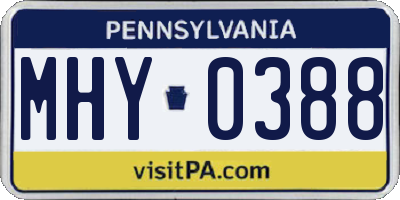 PA license plate MHY0388