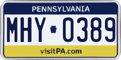 PA license plate MHY0389