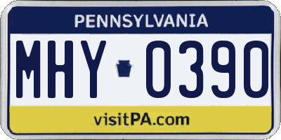 PA license plate MHY0390