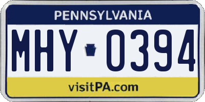PA license plate MHY0394