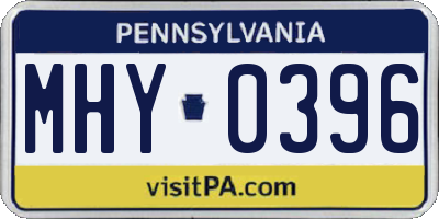 PA license plate MHY0396