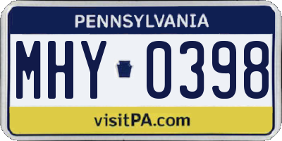 PA license plate MHY0398
