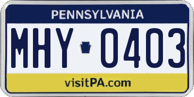 PA license plate MHY0403