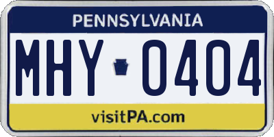 PA license plate MHY0404