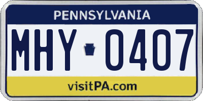 PA license plate MHY0407