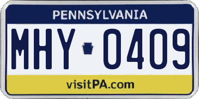 PA license plate MHY0409