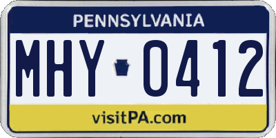 PA license plate MHY0412