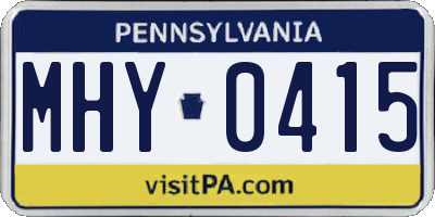 PA license plate MHY0415