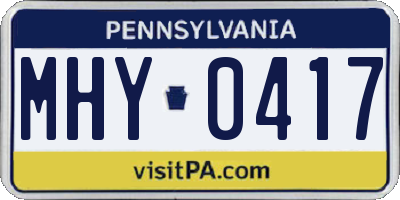 PA license plate MHY0417