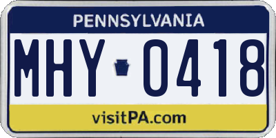 PA license plate MHY0418