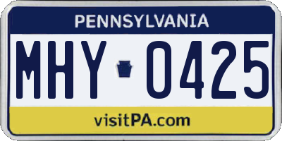 PA license plate MHY0425