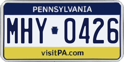 PA license plate MHY0426