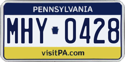 PA license plate MHY0428