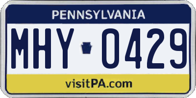 PA license plate MHY0429