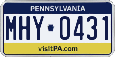 PA license plate MHY0431