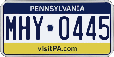 PA license plate MHY0445
