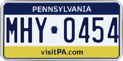 PA license plate MHY0454