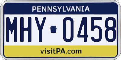 PA license plate MHY0458