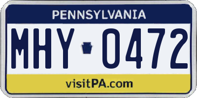 PA license plate MHY0472
