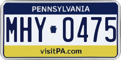 PA license plate MHY0475