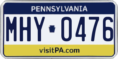 PA license plate MHY0476