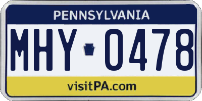 PA license plate MHY0478