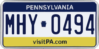 PA license plate MHY0494