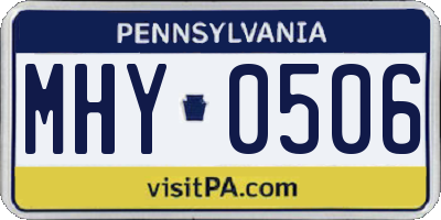 PA license plate MHY0506