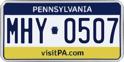 PA license plate MHY0507