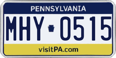 PA license plate MHY0515
