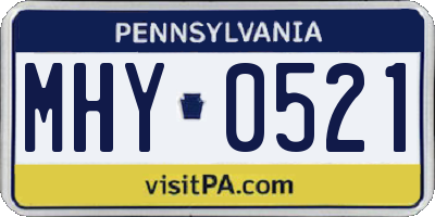 PA license plate MHY0521