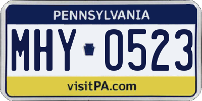 PA license plate MHY0523