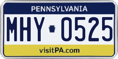 PA license plate MHY0525