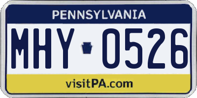 PA license plate MHY0526
